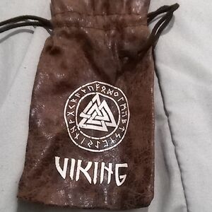 Brown Leather Drawstring Bag